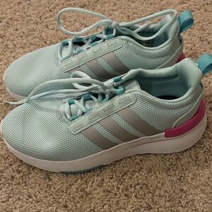 Adidas Light Green and Pink Athletic Shoes